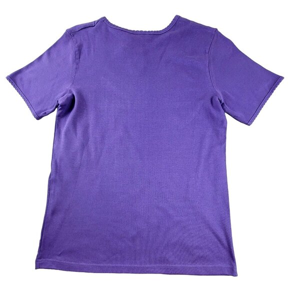 Baxter & Wells Women's Purple Top Cotton Keyhole Front Size Medium NWT  JH1466 - Picture 3 of 3